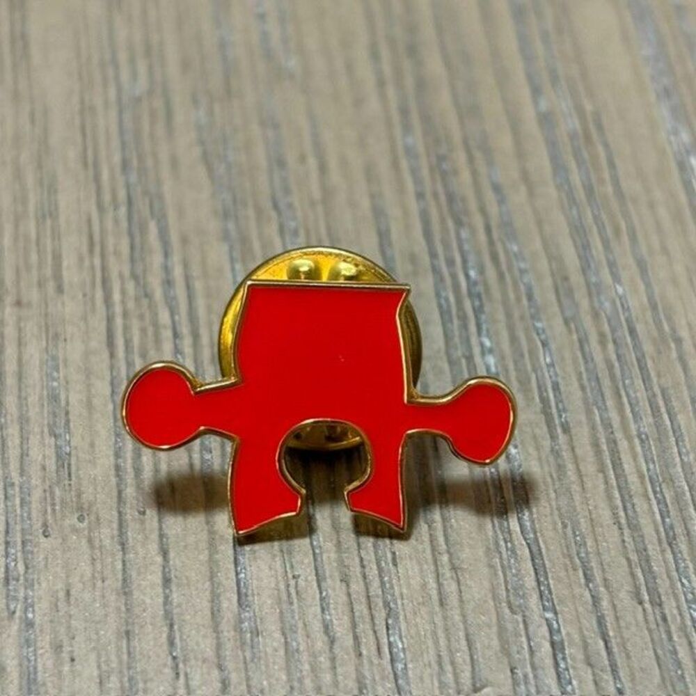 Red Puzzle Piece Enamel Lapel Pin Autism Awareness